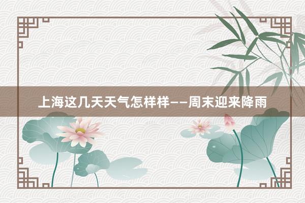 上海这几天天气怎样样——周末迎来降雨
