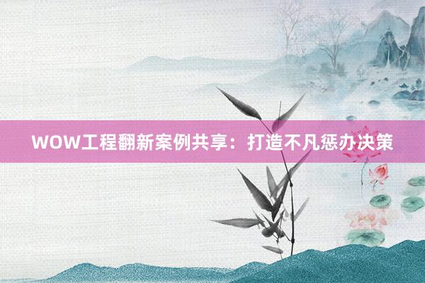WOW工程翻新案例共享：打造不凡惩办决策