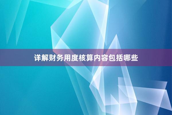 详解财务用度核算内容包括哪些